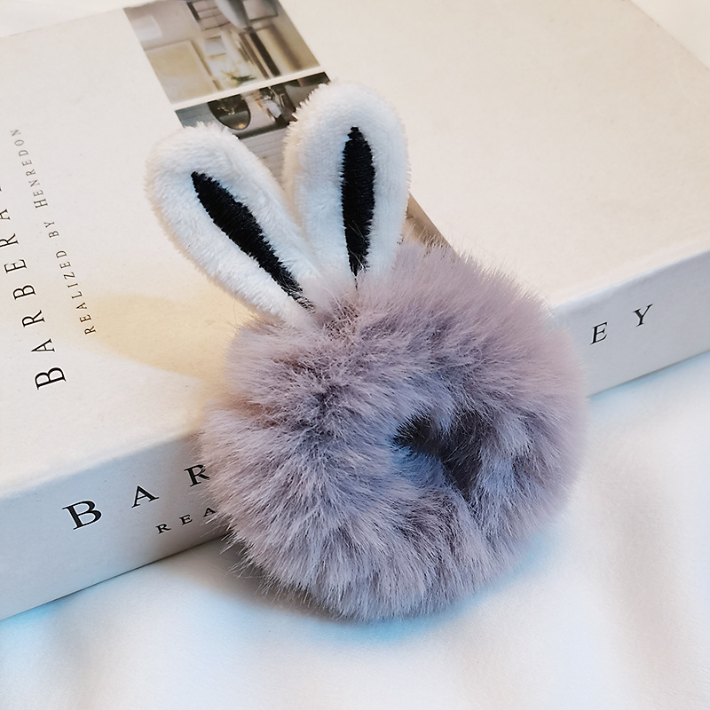 Dây buộc tóc nhồi bông họa tiết tai thỏ đáng yêu D20101101