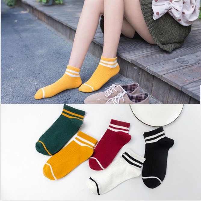 Sét 10 đôi tất unisex nam nữ - vớ nữ  cổ kẻ mix nhiều màu siêu đẹp