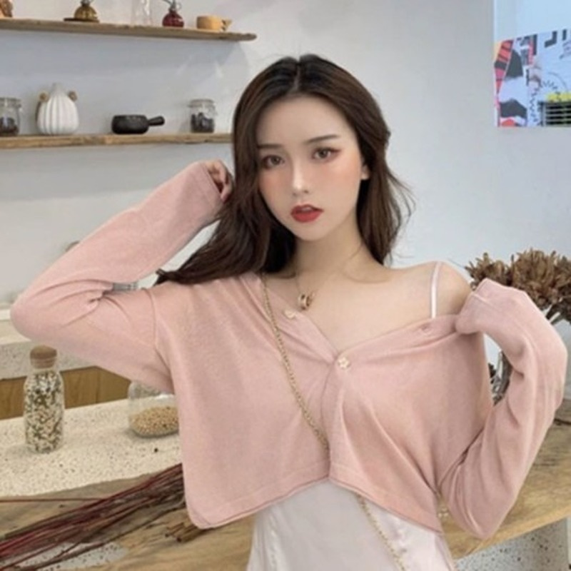 Áo Khoác Cardigan Dệt Kim Mỏng Tay Dài Dáng Ngắn Phong Cách Hàn Quốc Hàng Mới Dành Cho Bạn Nữ 210530 | WebRaoVat - webraovat.net.vn