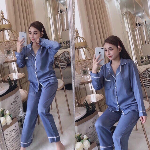 Đồ bộ pijama nữ vải phi lụa mặc nhà cực xinh 153