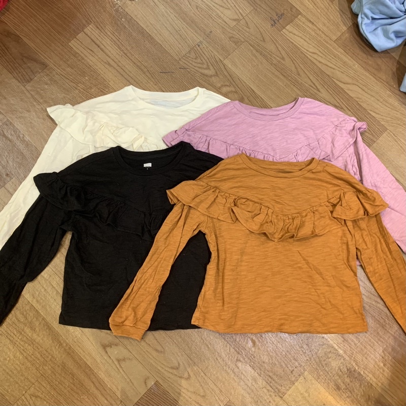 (A206)Áo cotton phối bèo bé gái