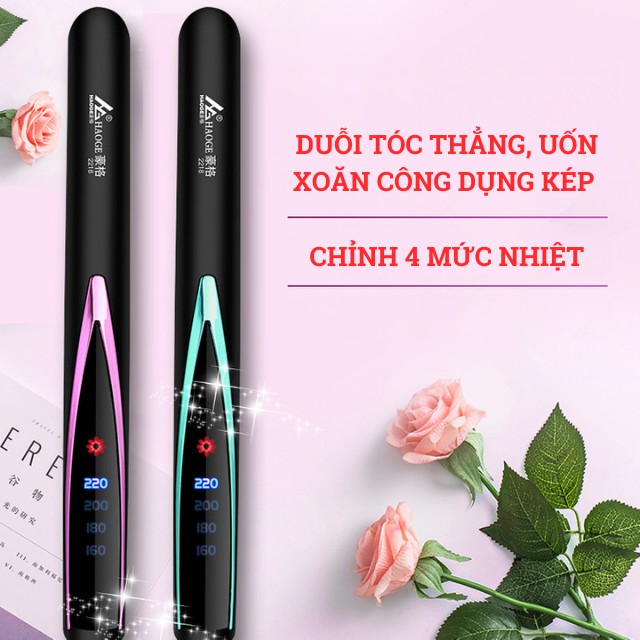 [Tạo Kiểu Đẹp] Máy Duỗi Tóc Là Ép Uốn Kẹp Thẳng Làm Xoăn Tóc Mini Điều Chỉnh 4 Mức Nhiệt Haoge