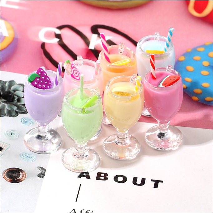 Charm mô hình ly sinh tố trái cây trang trí nhà búp bê, làm móc khóa, DIY(SMD-2062)