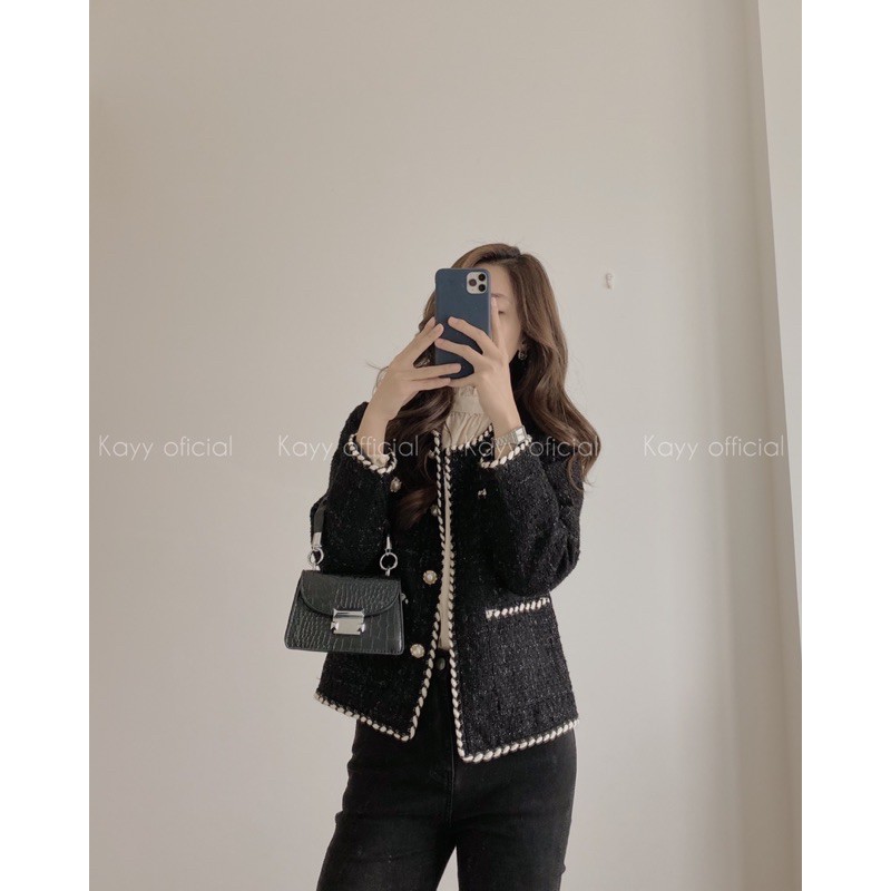 Áo khoác dạ tweed dáng vừa có lót _ k6953 ( ảnh thật ) | BigBuy360 - bigbuy360.vn