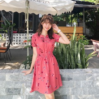 [HÌNH THẬT] ĐẦM NẸP NÚT THUN NHÚN EO