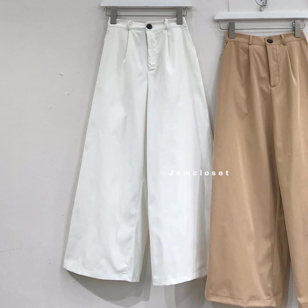 Quần kaki ống suông culottes tôn dáng 4 màu đen/be/nâu/trắng (kèm video/ảnh thật) Nguyễn Hoa