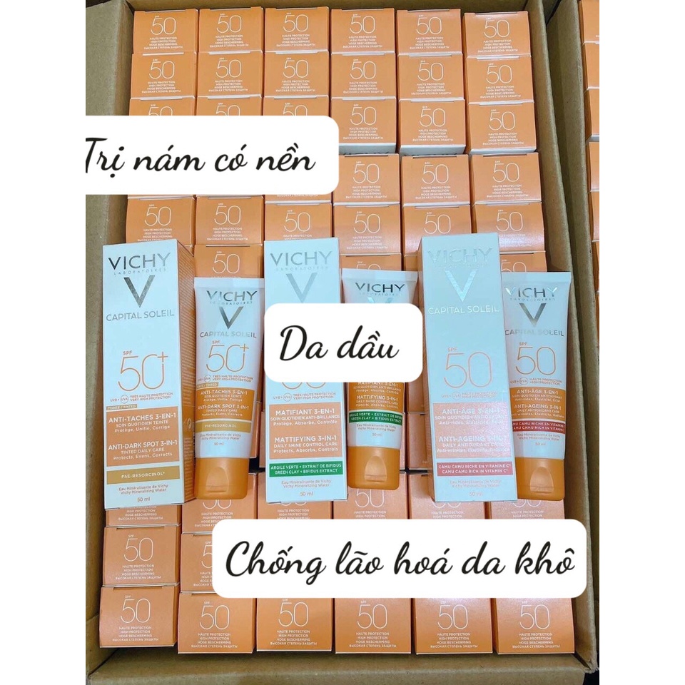Kem chống nắng Vichy SPF50 da dầu, hỗn hợp, nhạy cảm, da khô