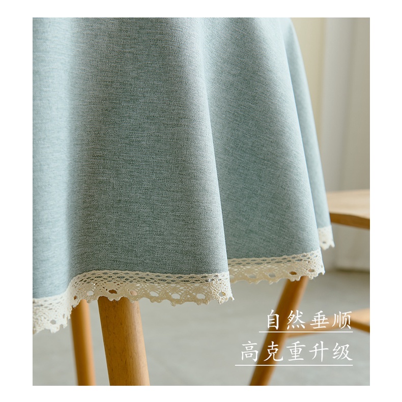 Khăn Trải Bàn Tròn Vải Cotton Linen Viền Tua Rua Chống Thấm Dầu Chống Thấm Nước Khăn Trải Bàn Nhà Hàng Khách Sạn - 0045