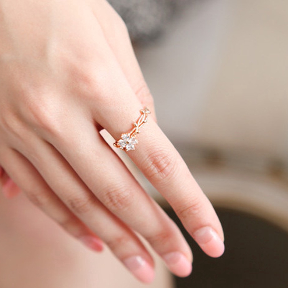 Nhẫn đính đá zircon đơn giản thời trang Hàn Quốc cho nữ