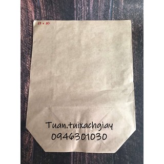 100 cái túi giấy kraft nâu 25x30