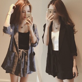 Set of checkered vest and super cute short skirt
