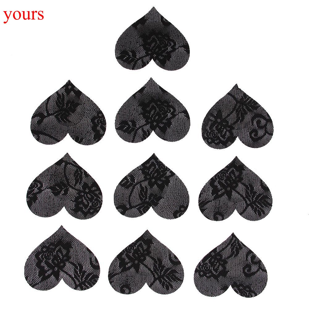 Miếng dán ngực bằng ren hình trái tim màu đen cho nữ