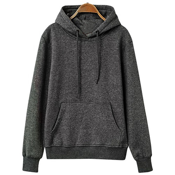 Áo khoác hoodie nỉ bông màu xám đậm