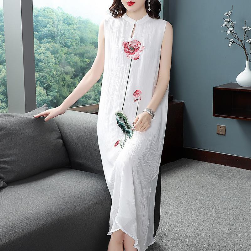 Đầm Sườn Xám Không Tay Thêu Hoa Phong Cách Trung Hoa Thời Trang Hè 2020 Cho Nữ | BigBuy360 - bigbuy360.vn