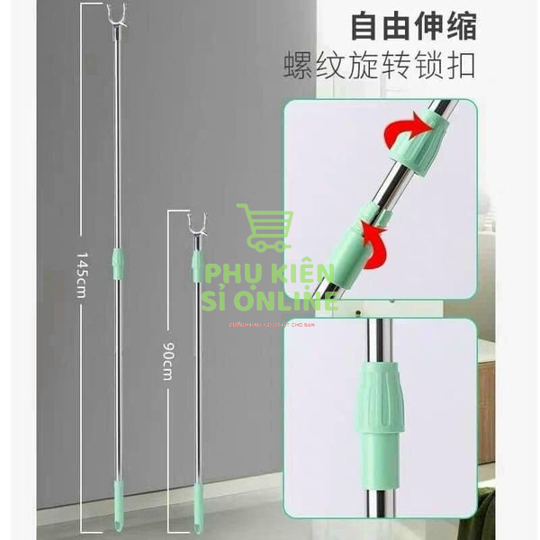 Cây phơi quần áo bằng inox kéo dài 1,5M /Cây gậy lấy đồ trên cao có thể kéo dài xếp gọn tiện dụng Store4girls