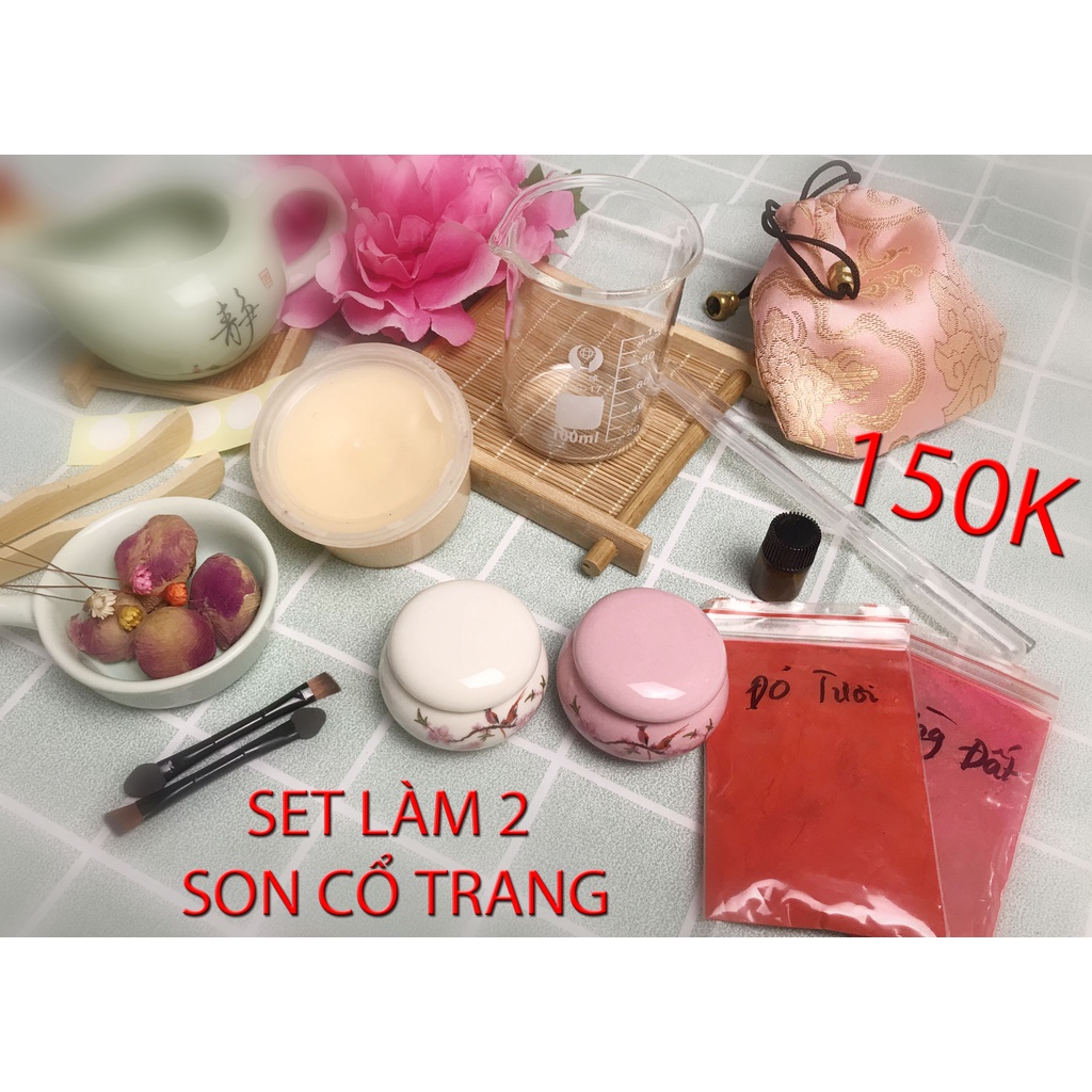 Set làm hũ son cổ trang đầy đủ 10GR Nguyên liệu làm mỹ phẩm Nguyên liệu làm son handmde &lt;3 Panda Store