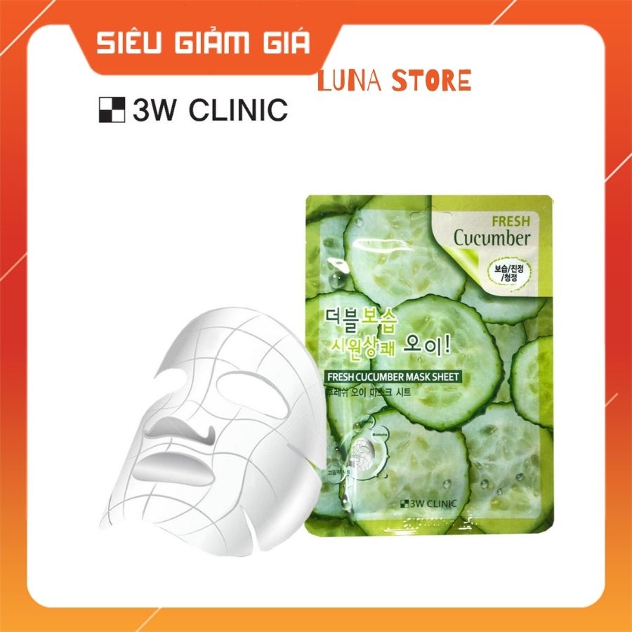 Mặt nạ giấy - Mask dưỡng trắng da dưỡng ẩm chiết xuất từ thiên nhiên 3W CLINIC Hàn Quốc 23ml [ Lẻ 1 Miếng ]