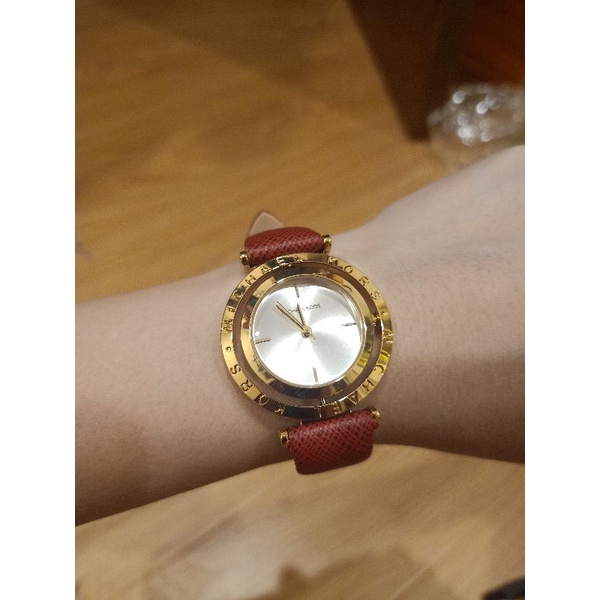 Đồng hồ dây da nữ Michael Kors mặt xoay