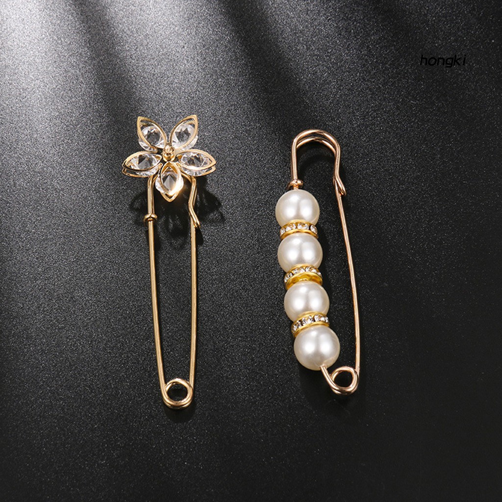 Set 5 Ghim Cài Áo Đính Ngọc Trai Giả Thời Trang Cho Nữ