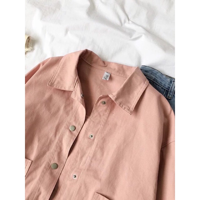 Áo khoác jean kaki hồng