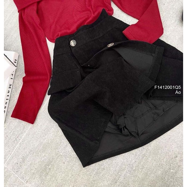 Áo tăm đỏ bẹt vai tay dài hàng QC! 1512