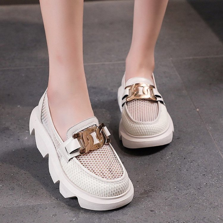 Fashionable Round Toe Sleeve Breathable Mid Heel Shoes for Women