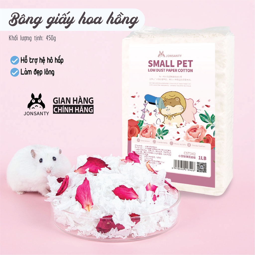Giấy lót chuồng cho hamster bọ ú thỏ thú cưng nhỏ nguyên liệu hữu cơ hàng chính hãng JONSANTY gói lớn 450gram/1LB