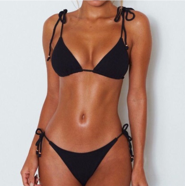 [BKN179] <ÂU> SET BIKINI TRIANGLE VẢI GÂN 5 MÀU QUẦN THONG/LỌT KHE [ĐỎ/XANH BLUE/HỒNG/ĐEN/TRẮNG] | BigBuy360 - bigbuy360.vn