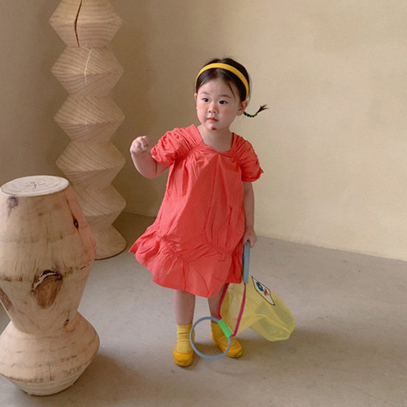 Đầm Công Chúa Tay Ngắn Màu Trơn Se7en Cho Bé Gái