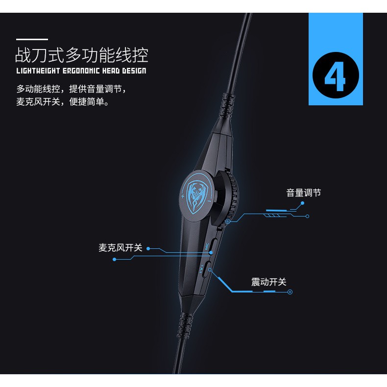 Tai nghe chụp tai chuyên Game Somic G954 7.1 Rung Led - Version 2017 (Xám đen) | BigBuy360 - bigbuy360.vn