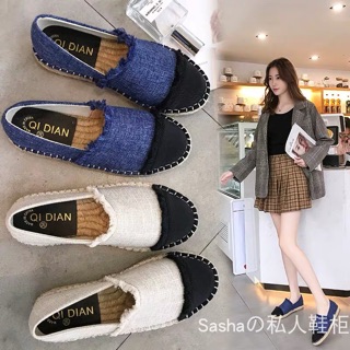 Slip-on đế cói dạ Tweed