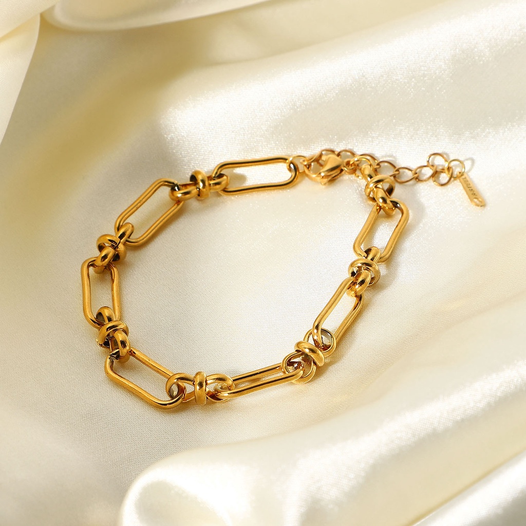 Vòng Tay Dây Xích Bản Rộng Mạ Vàng 18K Bằng Thép Không Gỉ Thiết Kế Mới Thời Trang Dành Cho Nữ