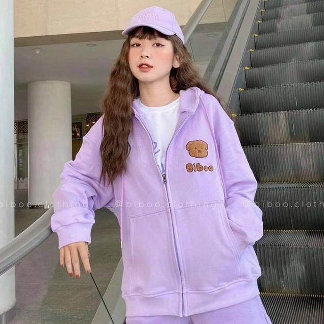 Áo khoác nỉ thêu form nam nữ, nón 2 lớp nhiều màu