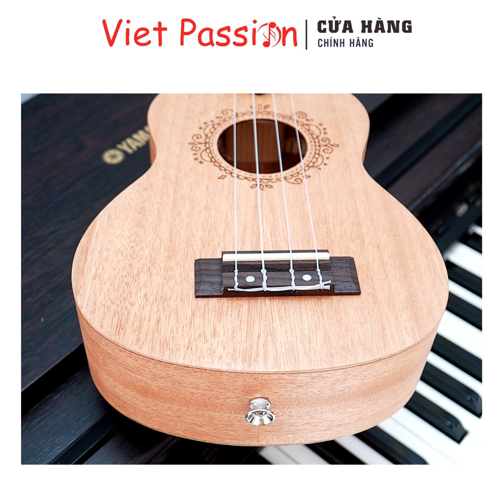 Đàn ukulele soprano gỗ mộc size 21 inch Tặng Giáo Trình