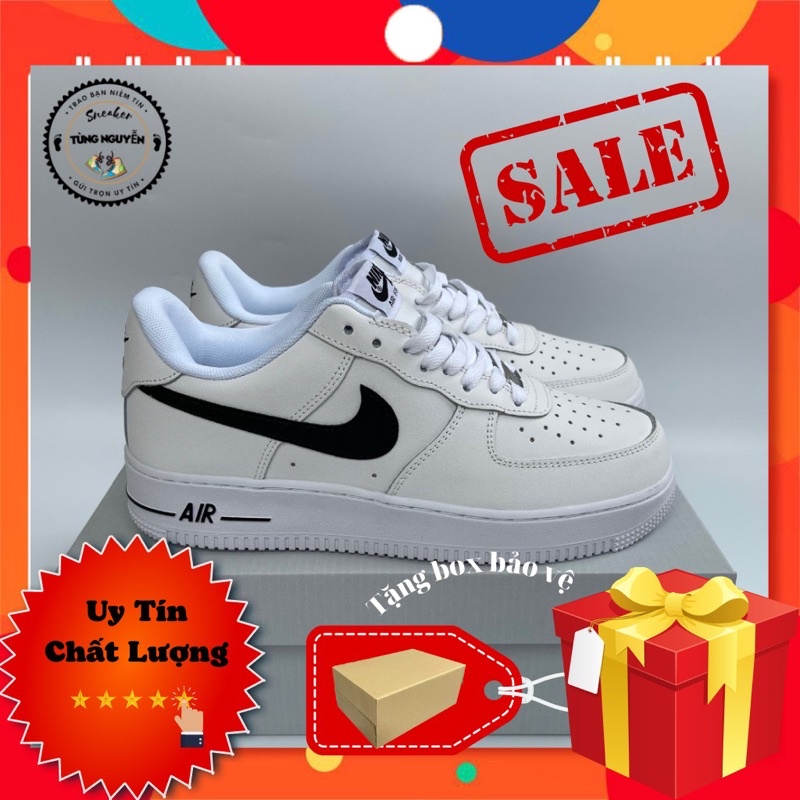 AF1 móc đen hàng cao cấp, giày thể thao sneaker nam nữ đủ phụ kiện, đế khâu chỉ đỏ lót nhung