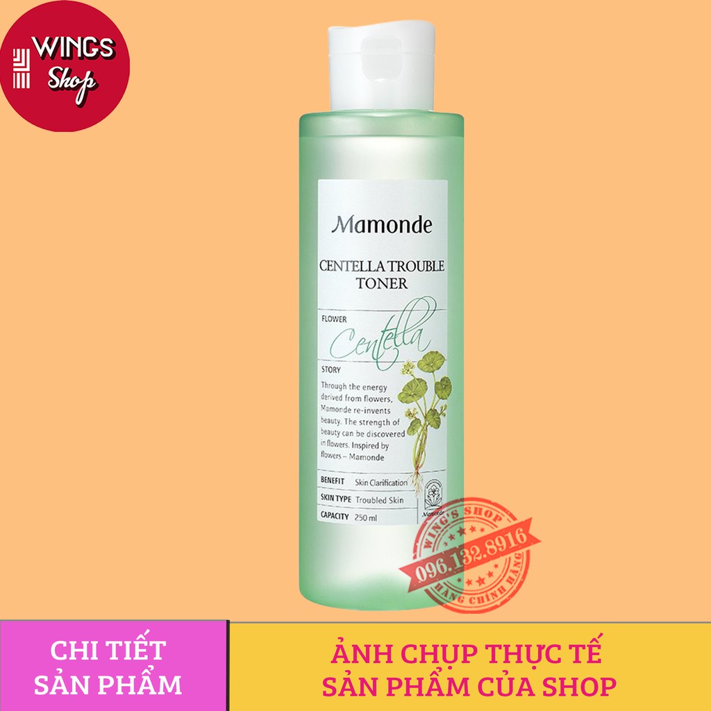 Nước Hoa Hồng Chiết Xuất Rau Má Kiểm Soát Dầu, Ngăn Ngừa Mụn Mamonde Centella Trouble Toner 250ml