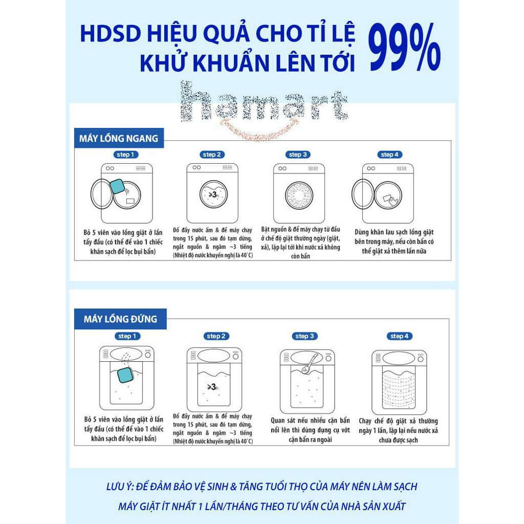 Hộp 12 Viên Tẩy Lồng Máy Giặt Hamart Tẩy Vệ Sinh Sạch Vi Khuẩn Cặn Bẩn Đa Năng Chất Lượng Cao