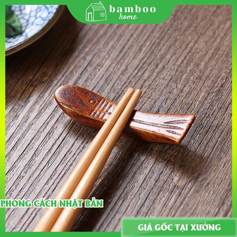 Kê đũa THE BAMBOO gác đũa gỗ các loại trang trí bàn ăn