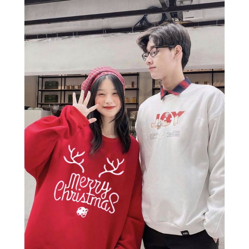 Áo Sweater Noel, Áo Nỉ Unisex Form Siêu Rộng Cổ Tim ( Ảnh Thật + Video )