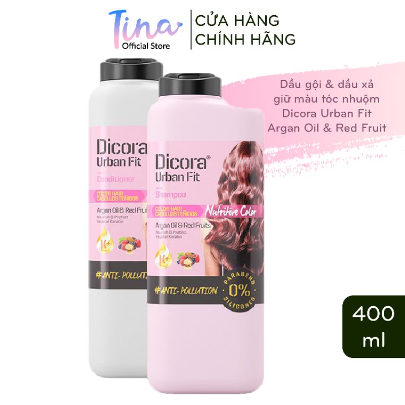 Dầu gội, dầu xả Dicora Urban Fit dành cho tóc nhuộm chiết xuất tinh dầu Argan 400ml/ 1 chai - TN126