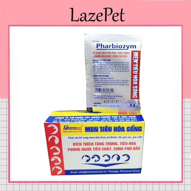 Men tiêu hóa PharBiozym cho chó mèo gói 5g