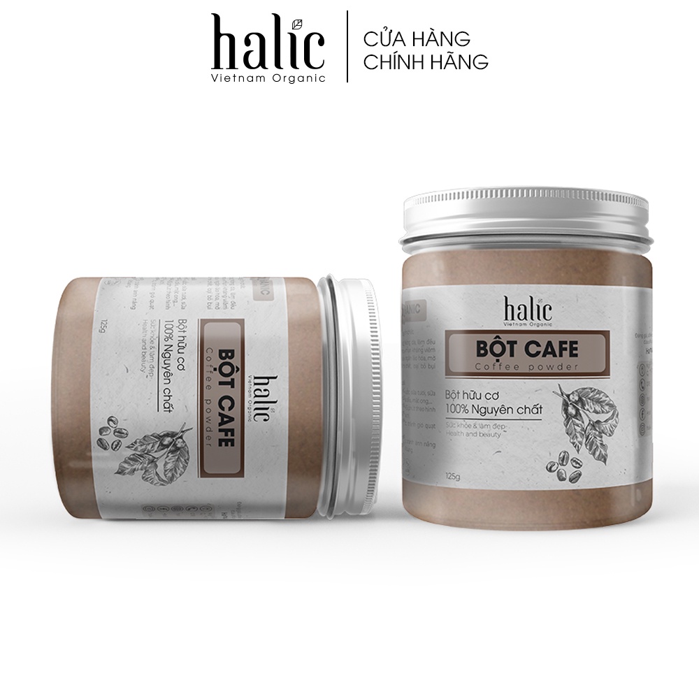 Bột Cafe đắp mặt nạ tắm trắng nguyên chất Halic Organic 125G tẩy tế bào chết dưỡng trắng da hiệu quả