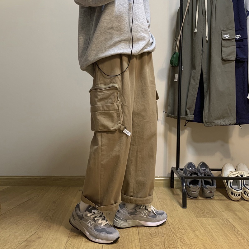 Quần kaki dài dáng rộng phối túi lớn kiểu Hàn Quốc thời trang đường phố dành cho nam - Hàng mới về