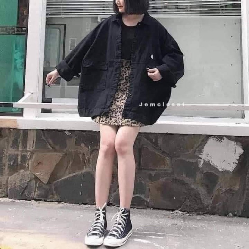 Áo khoác kaki hình thêu ổ khóa✨form rộng như hình