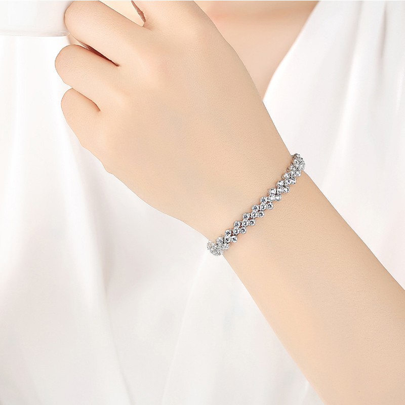 Vòng tay bạc S925 đính đá zircon thời trang dành cho nữ
