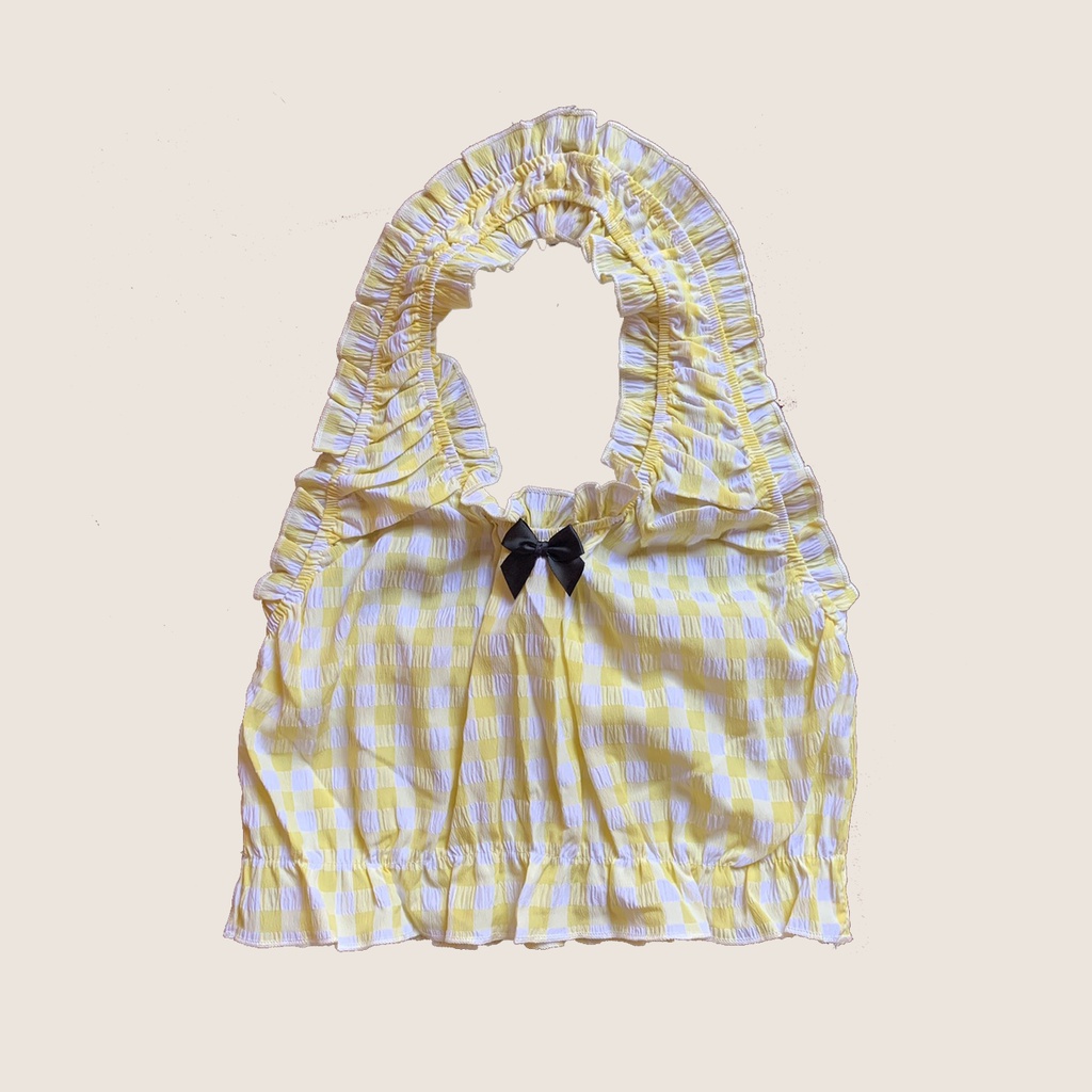 Áo kiểu vintage CHECKED HALTER TOP