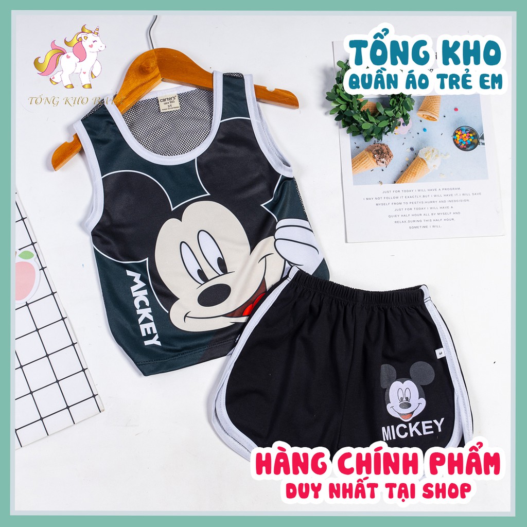 Bộ ba lỗ bé trai bộ mặc nhà cho bé vải cotton phối lưới thoáng mát co giãn tốt in hình 3D cao cấp M1-đen