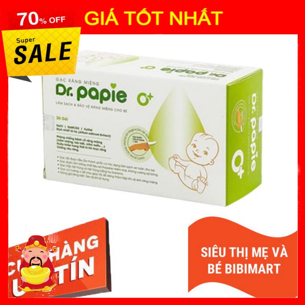 [ GIÁ TỐT NHẤT ]  Gạc rơ lưỡi Dr Papie (30 gói/hộp), giúp vệ sinh hàng ngày làm sạch lưỡi, nướu, răng, miệng cho bé. [ H