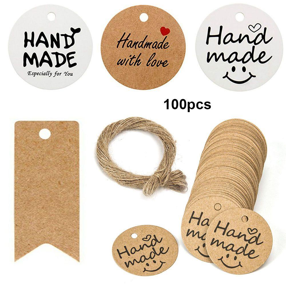 Set 100 Thẻ Giấy Kraft Dùng Gói Quà / Trang Trí Tiệc Cưới DIY