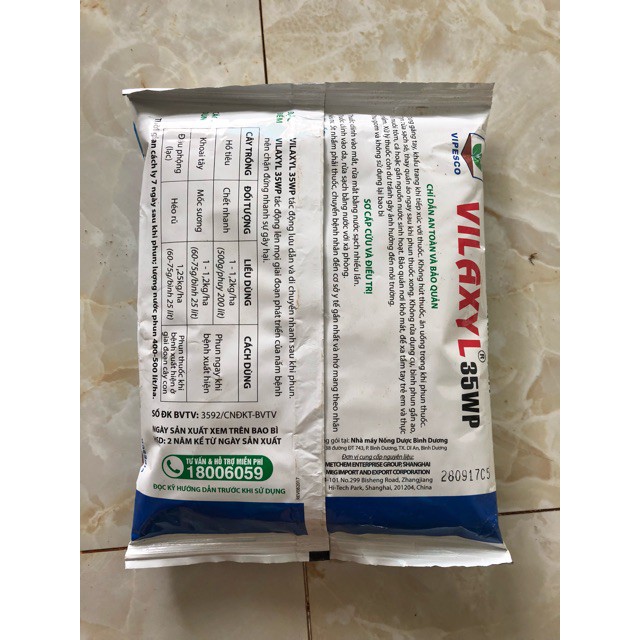 Thuốc trừ bệnh hoạt chất Metalaxyl 35wp - Vilaxyl 35wp gói 200gam